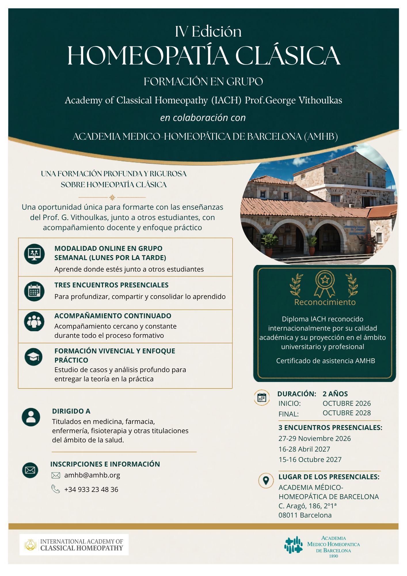IV Edición Homeopatía Clásica (IACH-AMHB) 2026-2028